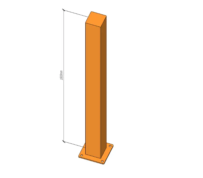 [PAAL.180 Oranje] Bedieningspaal 1m80 (15/15/180) (RAL2000 Oranje)
